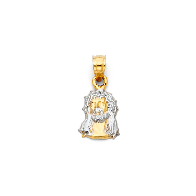14K Two-Tone Gold Holy Face of Jesus Pendant on white background - Italian Fashions