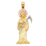 14K Tricolor Gold Santa Muerte Pendant, large — Italian Fashions
