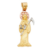 14K Tricolor Gold Santa Muerte Pendant, medium — Italian Fashions