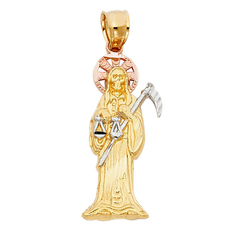 14K Tricolor Gold Santa Muerte Pendant, medium — Italian Fashions