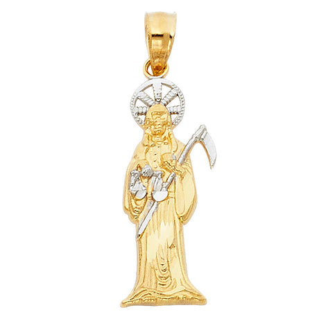 14K Two-Tone Gold Santa Muerte Pendant, small — Italian Fashions