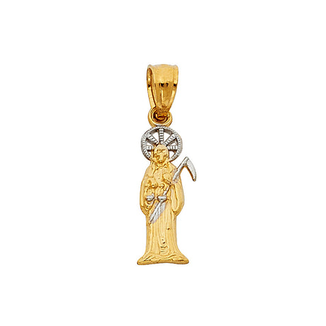 14K Two-Tone Gold Santa Muerte Pendant, extra small — Italian Fashions