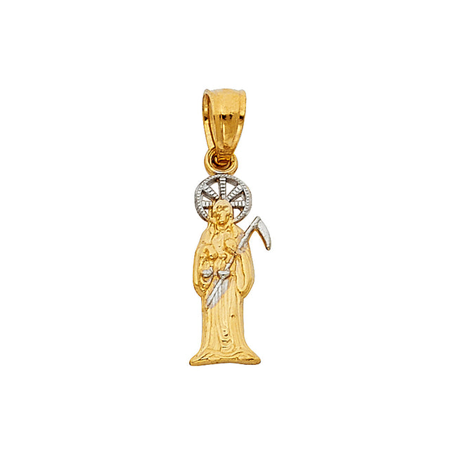 14K Two-Tone Gold Santa Muerte Pendant, extra small — Italian Fashions