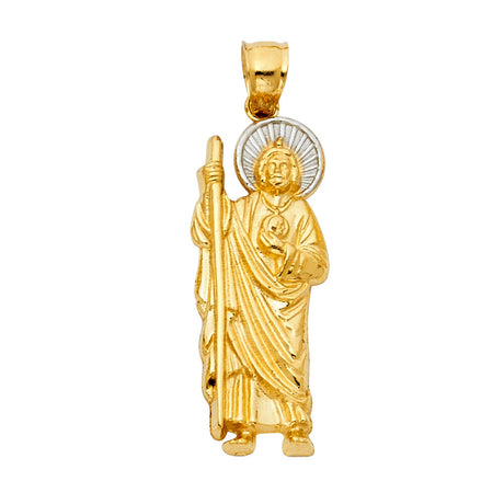 14K Two-Tone Gold St. Jude Thaddeus Pendant (35mm)