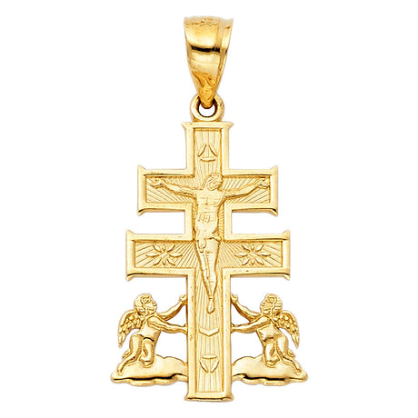 14K Gold Caravaca Cross Pendant