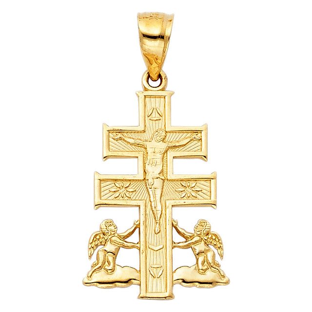 14K Gold Caravaca Cross Pendant