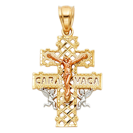 14K Gold Caravaca Cross Pendant