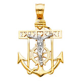 14K Gold Mariner Cross Pendant