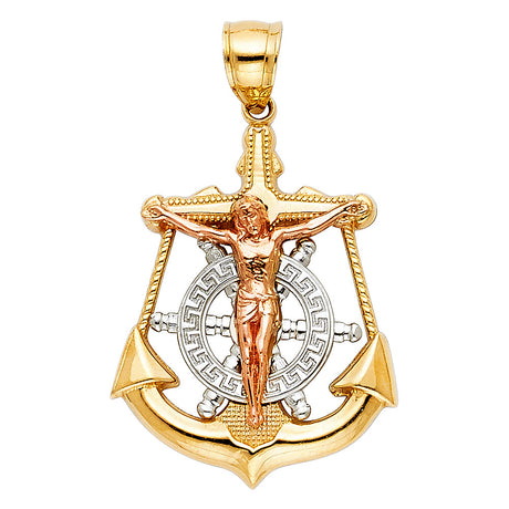 14K Gold Mariner Cross Pendant