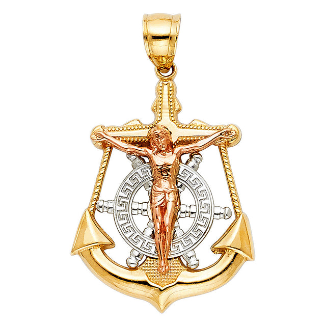 14K Gold Mariner Cross Pendant