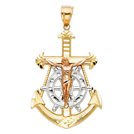 14K Gold Mariner Cross Pendant