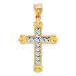 14K Two-Tone Gold Lattice Design Cross Pendant on white background - Italian Fashions