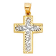 14K Two-Tone Gold Filigree Scroll Cross Pendant on white background - Italian Fashions