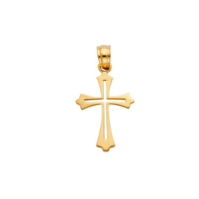 14K Yellow Gold Budded Cross Pendant