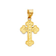 14K Yellow Gold Budded Diamond-Cut Cross Pendant