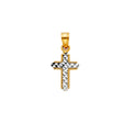 14K Two-Tone Gold Diamond-Cut Cross Pendant