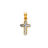 14K Two-Tone Gold Diamond-Cut Cross Pendant