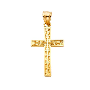 14K Yellow Gold Latin Design Cross Pendant