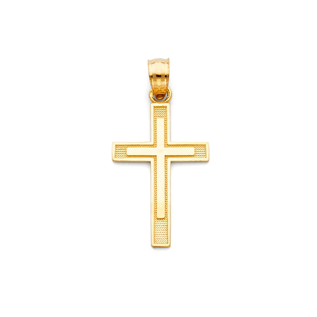 14K White Gold Framed Latin Cross Pendant on white background - Italian Fashions