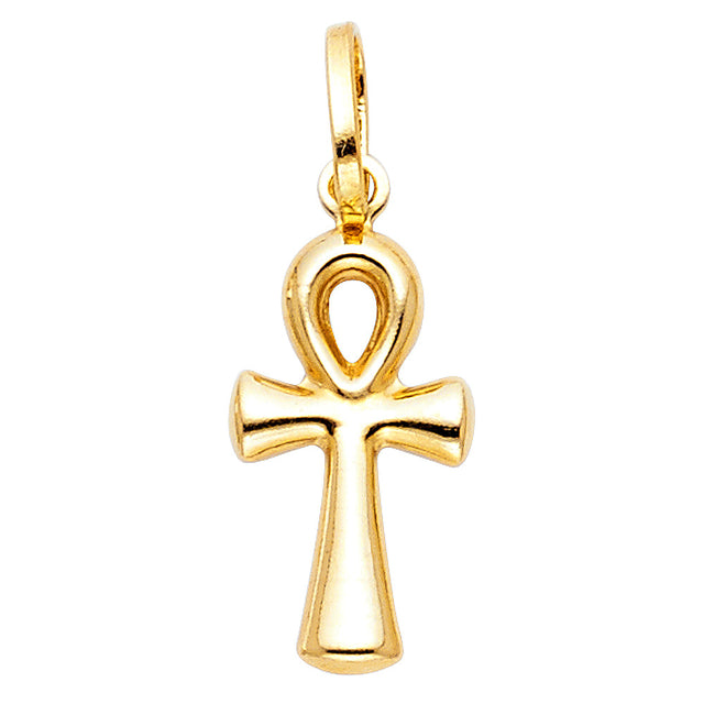 14K Gold Ankh Cross Pendant