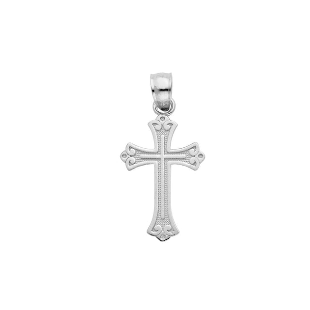 14K White Gold Small Cross Pendant