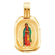 14K Yellow Gold Rounded-Rectangle Our Lady of Guadalupe Picture Pendant