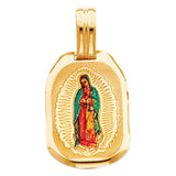 14K Yellow Gold Rounded-Rectangle Our Lady of Guadalupe Picture Pendant