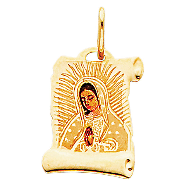 14K Yellow Gold Virgen De Guadalupe Pendant