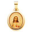 14K Yellow Gold Sacred Heart of Jesus Picture Pendant