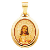 14K Yellow Gold Sacred Heart of Jesus Picture Pendant