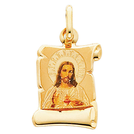 14K Yellow Gold Sacred Heart of Jesus Pendant