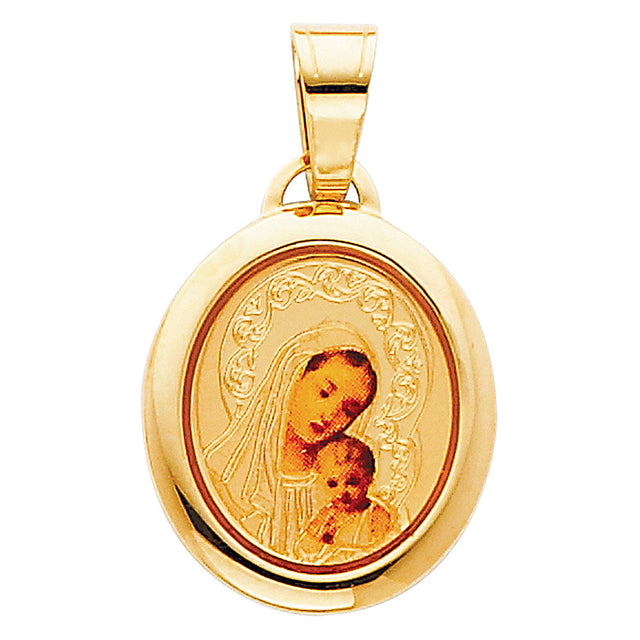 14K Yellow Gold Our Lady of Mt Carmel Pen Pendant