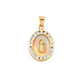 14K Tricolor Gold CZ Virgen De Guadalupe Pendant