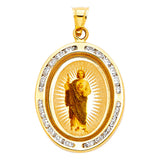 14K Yellow Gold CZ St. Jude Thaddeus Pendant