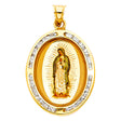 14K Yellow Gold CZ Virgen De Guadalupe Pen Pendant