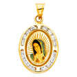 14K Yellow Gold CZ Virgen De Guadalupe Pen Pendant