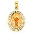 14K Yellow Gold CZ Divine Infant Jesus Medal Pendant
