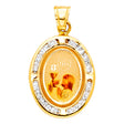14K Yellow Gold CZ Round First Communion Pendant