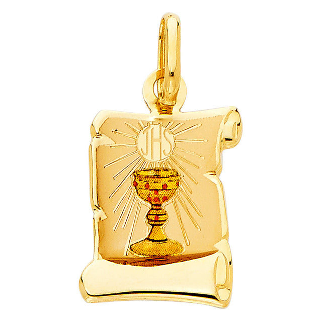 14K Yellow Gold First Communion Pendant
