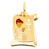 14K Yellow Gold First Communion Boy Pendant
