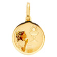14K Yellow Gold First Communion Medal Girl Pendant