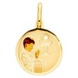 14K Yellow Gold First Communion Medal Boy Pendant