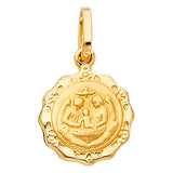 14K Yellow Gold Scalloped Baptism Medal — Small — on white background — Italian Fashions