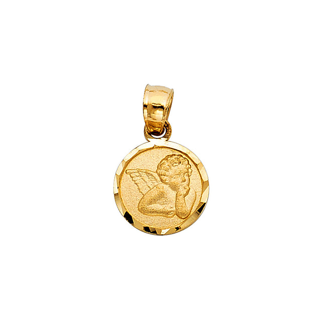 14K Yellow Gold Small Angel Dia Pendant (10mm)