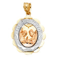 14K Tricolor Gold Large Mi Bautizo Oval Pendant