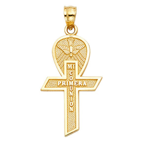 14K Yellow Gold Communion Cross Pendant
