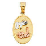 14K Tricolor Gold Baptism Oval Medal — Small