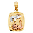 14K Tricolor Gold Large Baptism Squared Pendant