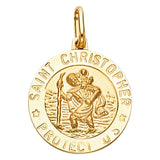14K Yellow Gold Saint Christopher Round Medal