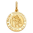 14K Yellow Gold St. Christopher Rnd Medal Pendant